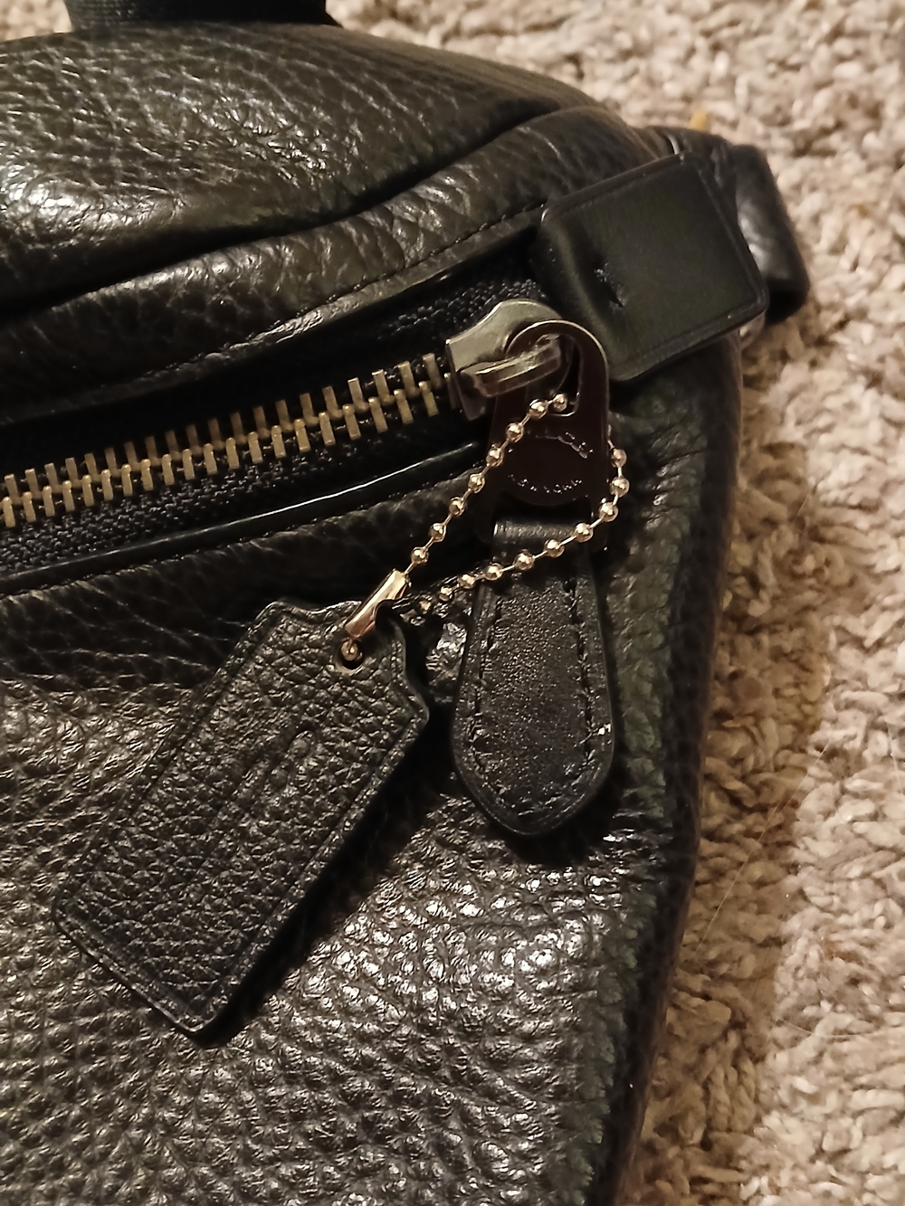Coach Graham Leather Belt Bag Black Pebbled Fanny Pack Crossbody Gunmetal Unisex - Picture 2 of 12